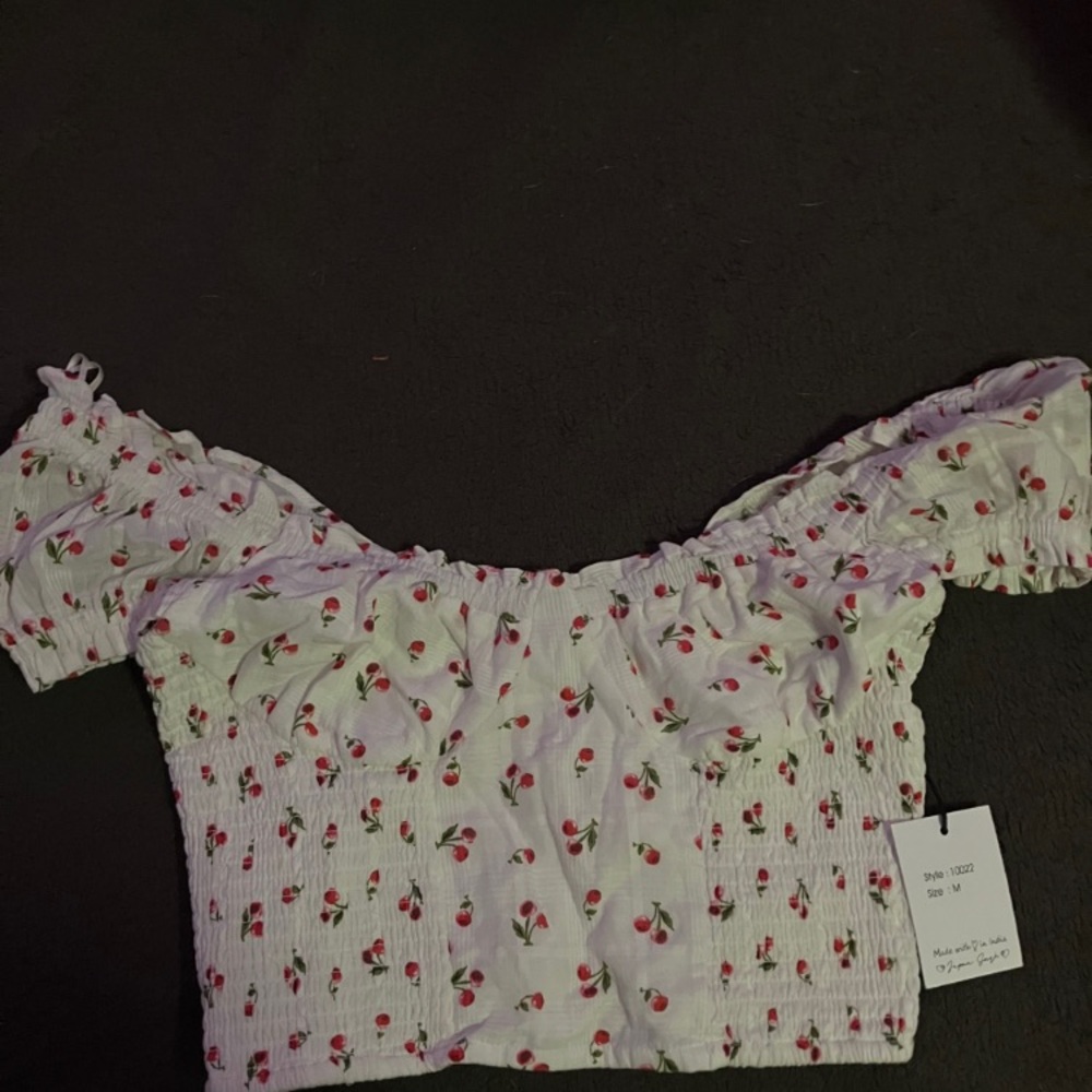 Cherry Off-Shoulder crop top